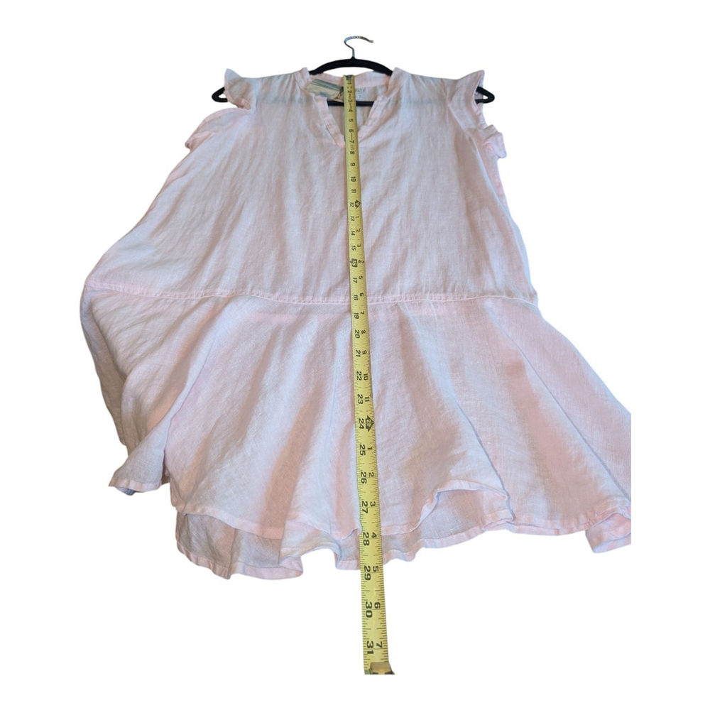 Pure Match 100% Linen Pink Ruffle Hem Dress Small Boho USA NWT VTG - Picture 5 of 7